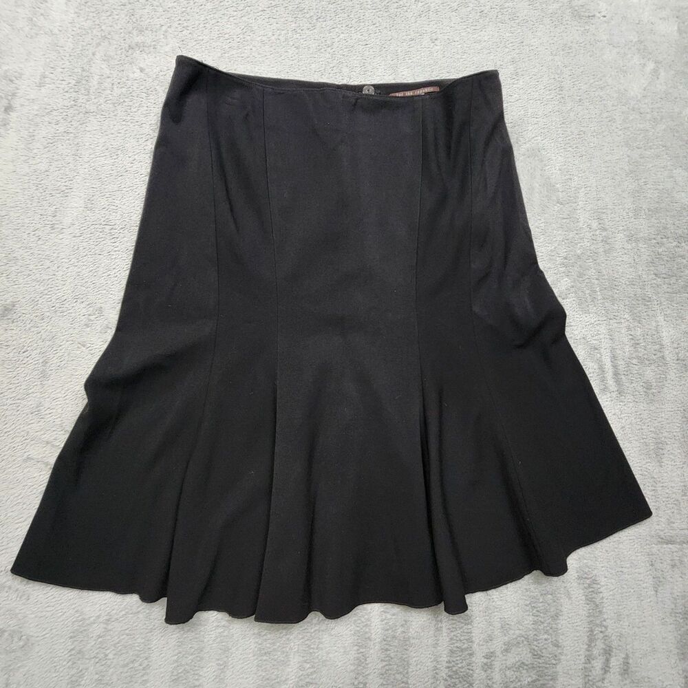 For The Republic Womens 10 Black Pleated Skirt Polyester Blend Classic Casual